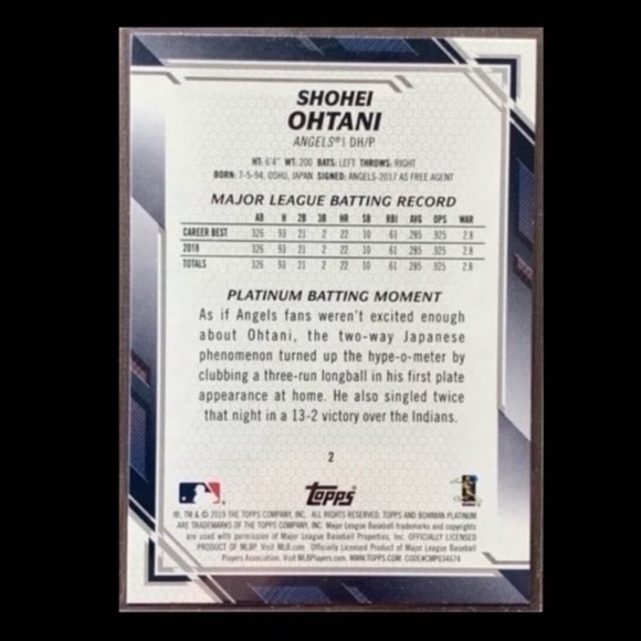 🔥2019 SHOHEI OHTANI REFRACTOR BASEBALL CARD • LOS ANGELES DODGERS - Picture 9 of 9